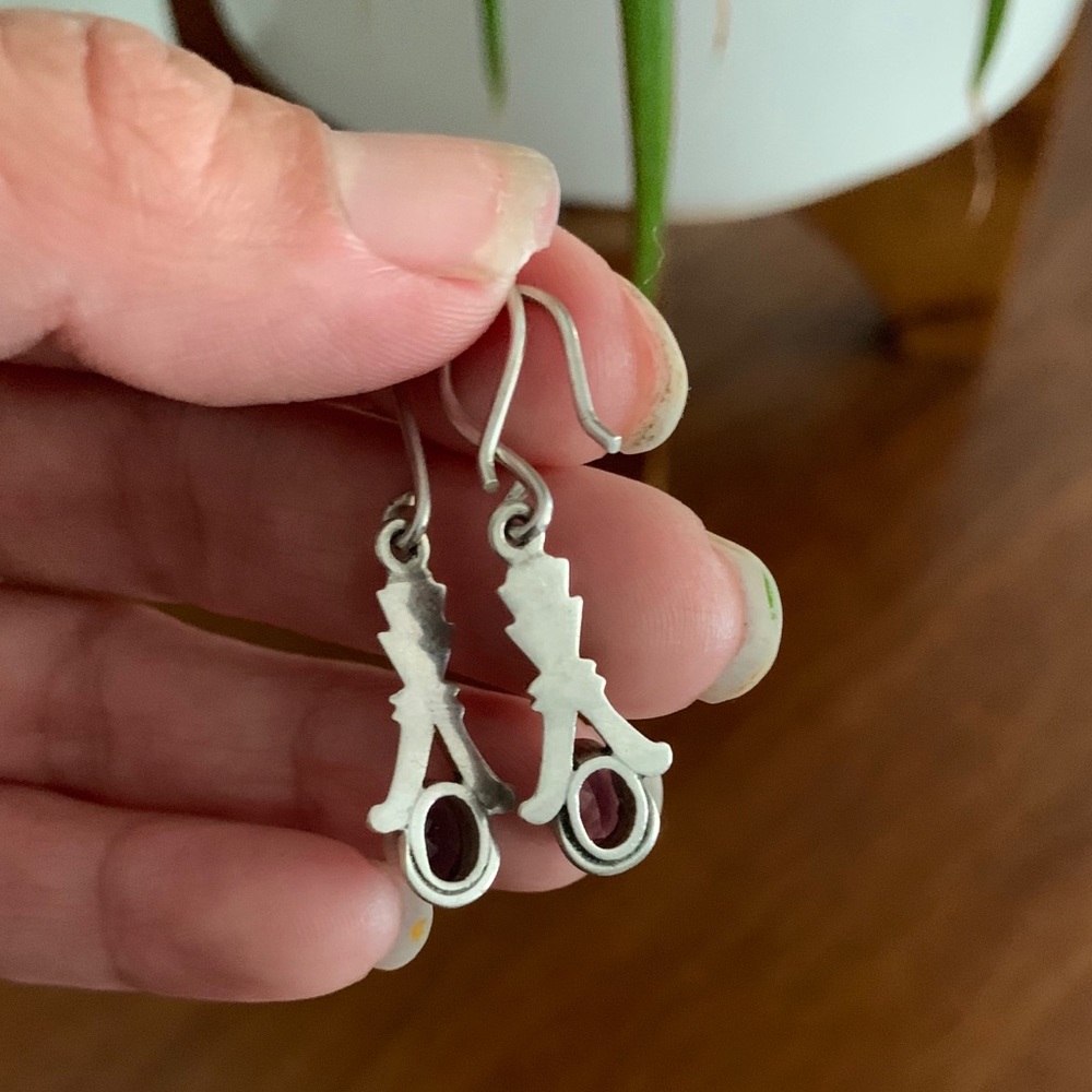 Solid Silver Amethyst Earrings - image 2